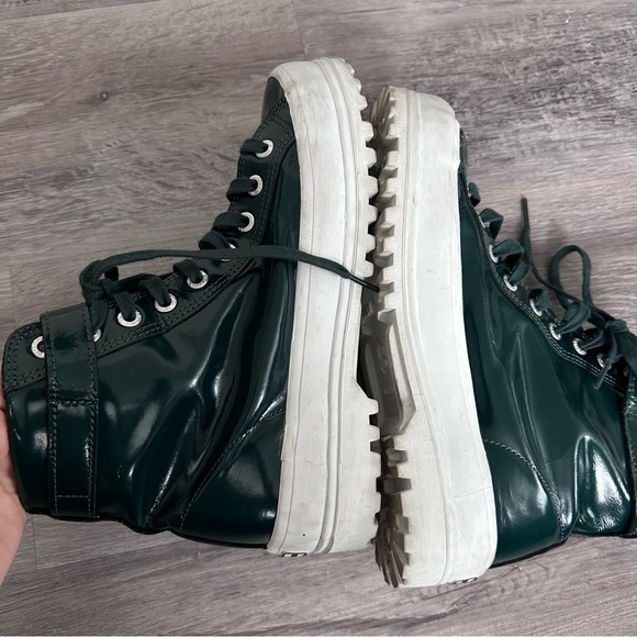 ALEXA CHUNG x Superga Patent Leather High Top Sneakers In Forest Green Size 7.5 - Picture 13 of 14